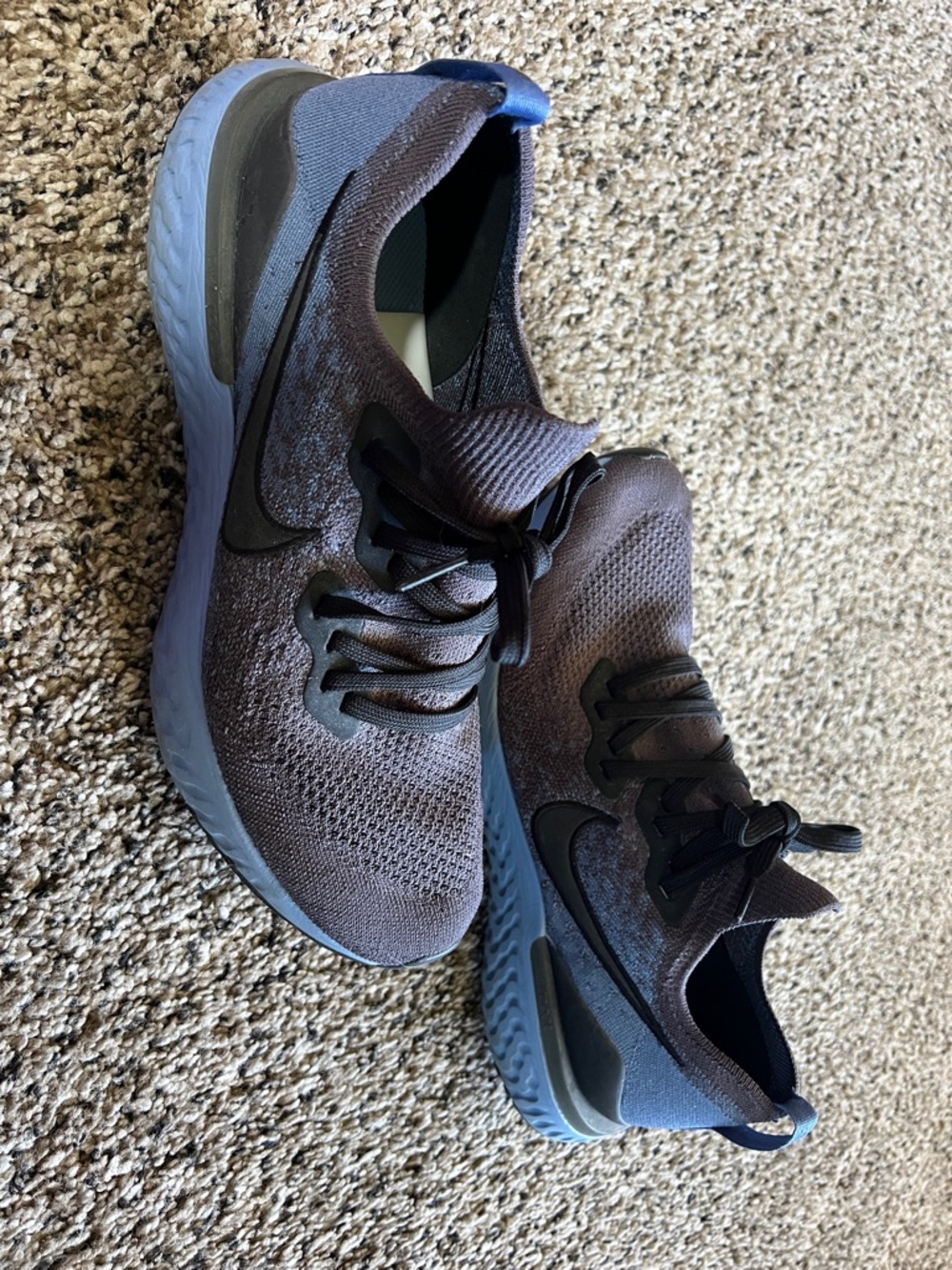 Nike Black and Blue Epic React Knit Running Sneakers